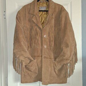 Vintage Leather Brand Tan Leather Jacket with Fringe